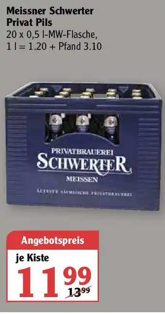 Globus Meissner Schwerter Privat Pils 20x0,5L Angebot