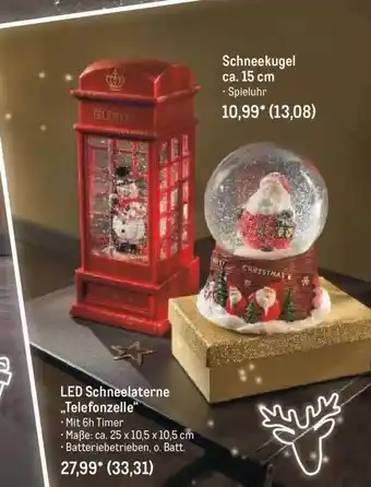 METRO Schneekugel oder led schneelaterne „telefonzelle“ Angebot