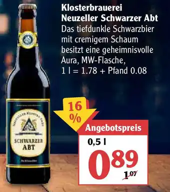 Globus Klosterbrauerei Neuzeller Schwarzer Abt 0,5L Angebot