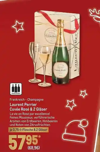 METRO Frankreich - champagne laurent perrier cuvée rosé & 2 gläser Angebot