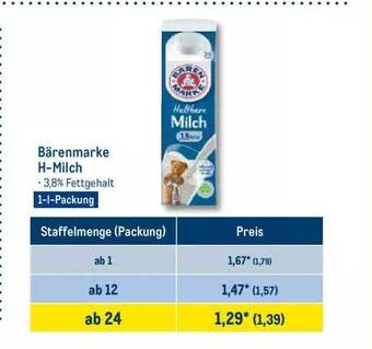 METRO Bärenmarke h-milch Angebot