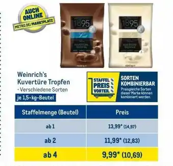 METRO Weinrich's kuvertüre tropfen Angebot