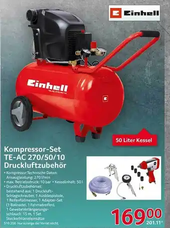 Selgros Einhell kompressor-set te-ac 270-50-10 druckluftzubehör Angebot