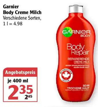 Globus Garnier Body Creme Milch 400ml Angebot