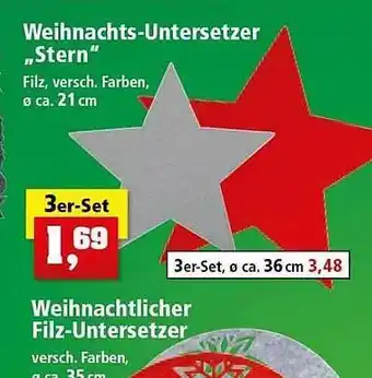 Thomas Philipps Weihnachts-untersetzer „stern“ oder weihnachtlicher filz-untersetzer Angebot