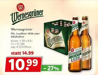 Getränkeland Wernesgrüner pils, landbier 1436 oder alkoholfrei Angebot