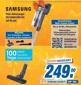 Expert Bening Samsung stiel-akkusauger vs15a6032r5-eg jet 60 pet Angebot