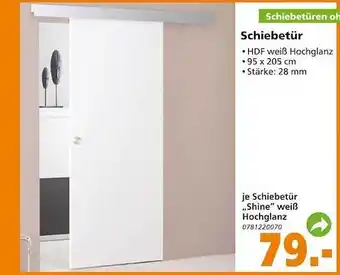 Globus Baumarkt Schiebetür oder „shine“ weiß hochglanz Angebot