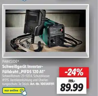 Lidl Parkside schweißgerät inverter-fülldraht „pifds 120 a1“ Angebot