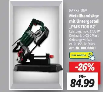 Lidl Parkside metallbandsäge mit untergestell „pmb 1100 b2“ Angebot