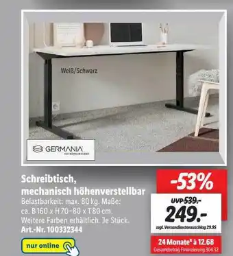 Lidl Germania schreibtisch, mechanisch höhenverstellbar Angebot