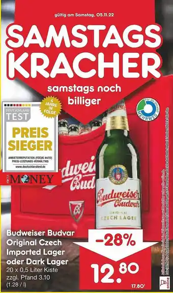 Netto Marken-Discount Budweiser budvar original czech imported lager oder dark lager Angebot