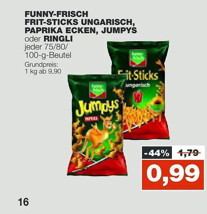 Funnyfrisch fritsticks ungarisch, paprika ecken, jumpys oder ringli