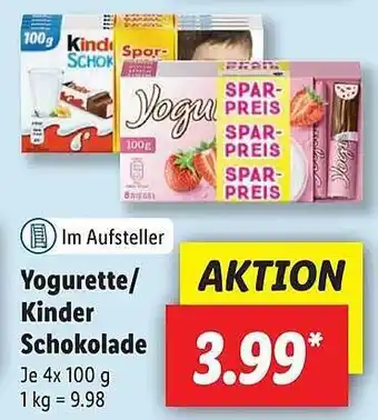 Lidl Yogurette oder kinder schokolade Angebot