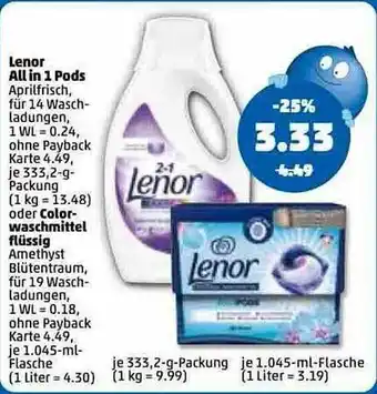 PENNY Lenor all in 1 pods oder colorwaschmittel flüssig Angebot