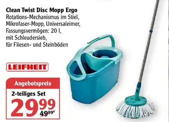 Globus Leifheit Clean Twist Disc Mopp Ergo Angebot