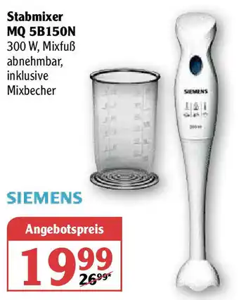 Globus Siemens Stabmixer MQ 5B150N Angebot