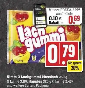 Scheck-in-Center Nimm 2 lachgummi klassisch oder happies Angebot