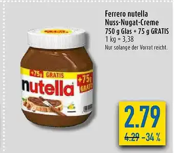 diska Ferrero nutella nuss-nougat-creme Angebot