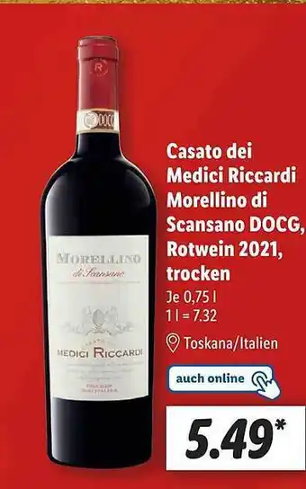 Lidl Casato dei medici riccardi morellino di scansano docg, rotwein 2021, trocken Angebot