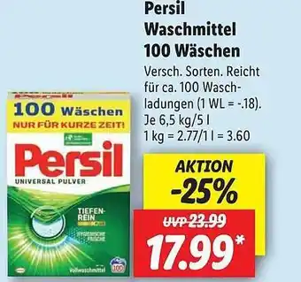 Lidl Persil waschmittel 100 wäschen Angebot