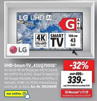 Lidl Lg uhd-smart-tv 43uq70006 Angebot