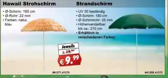 Stabilo Fachmarkt Hawaii Strohschirm oder Strandschirm Angebot