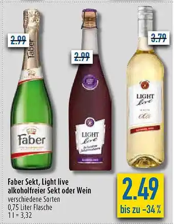 diska Faber sekt, light live alkoholfreier sekt oder wein Angebot