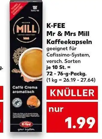 Kaufland K-fee mr & mrs mill kaffeekapseln Angebot
