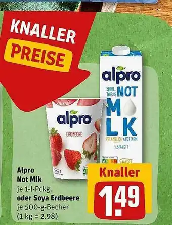 REWE Alpro not mlk oder soya erdbeere Angebot