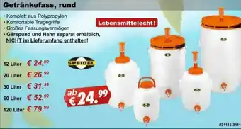 Stabilo Fachmarkt Getränkefass, rund Angebot