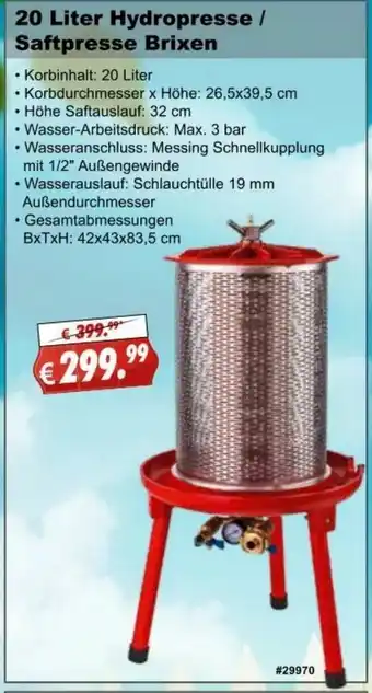 Stabilo Fachmarkt 20 Liter Hydropresse/Saftpresse Brixen Angebot