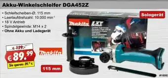 Stabilo Fachmarkt Makita Akku Winkelschleifer DGA452Z Angebot