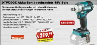 Stabilo Fachmarkt Makita DTW300Z Akku Schlagschrauber 18V Solo Angebot