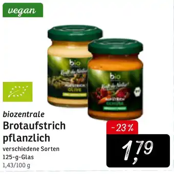 KONSUM Biozentrale Brotaufstrich pflanzlich 125g Glas Angebot