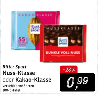 KONSUM Ritter Sport Nuss Klasse oder Kakao Klasse 100g Angebot