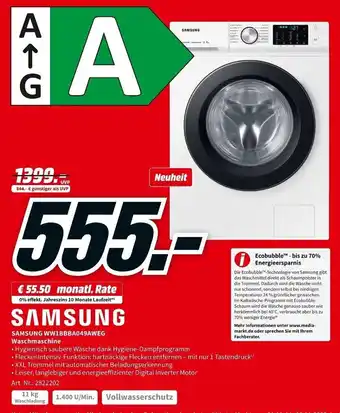 MediaMarkt Samsung Waschmaschine | WW1BBBA049AWEG Angebot