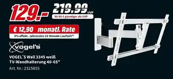 MediaMarkt Vogel's TV-Wandhalterung 40-65" | Wall 3345 weiss Angebot