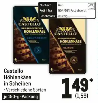 METRO Castello Höhlenkäse in Scheiben 150g Angebot