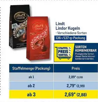 METRO Lindt lindor kugeln Angebot