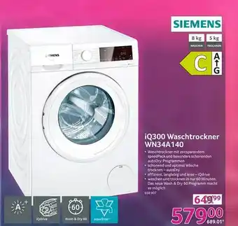 Selgros Siemens iq300 waschtrockner wn34a 140 Angebot