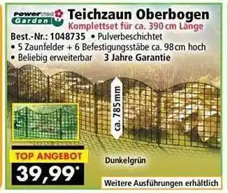 Norma24 Powertec garden teichzaun oberbogen Angebot