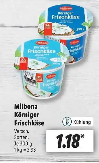 Lidl Milbona körniger frischkäse Angebot