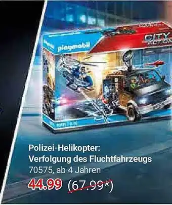 Globus Playmobil polizei-helikopter: verfolgung des fluchtfahrzeugs 70575 Angebot