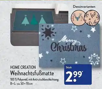 Aldi Nord Home creation weihnachtsfußmatte Angebot