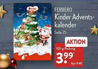 Aldi Nord Ferrero kinder adventskalender Angebot