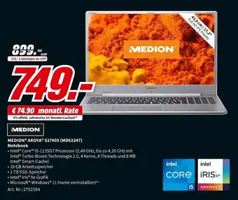 MediaMarkt MEDION AKOYA S17405 (MD62247) Notebook Angebot