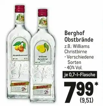 METRO Berghof Obstbrände 0,7L Angebot