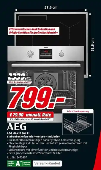 MediaMarkt AEG Einbaubackofen mit Pyrolyse + Induktion  l  MAXIB 304 PI Angebot