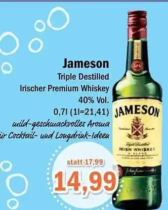 Aktiv Irma Jameson triple destilled irischer premium whiskey Angebot